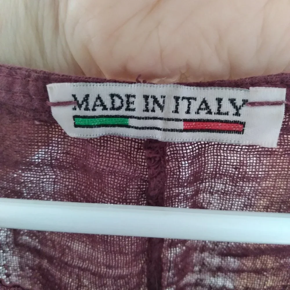 100% Linen Plum Cropped Long-Sleeve - Picture 3 of 3